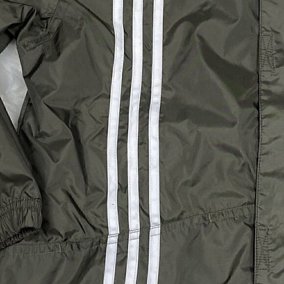 VINTAGE Adidas Jacket Boy's Medium Olive Green 3 Stripe Full Zip 90's Y2K - Picture 4 of 12